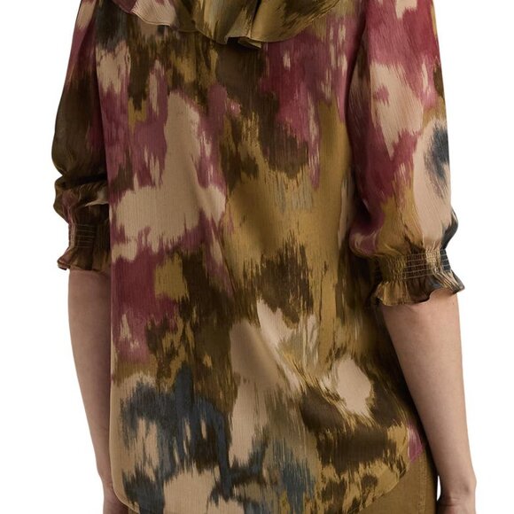 $145 Lauren Ralph Lauren Womens Georgette Floral Ruffled Trim Blouse Size PXS - Picture 2 of 2